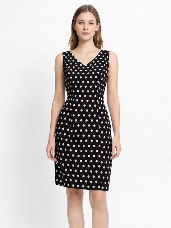 Lauren Ralph Lauren Dresses & Skirts - Lauren Ralph Lauren Black White Polka Dot Sleeveless Sheath Dress Size 6 Small